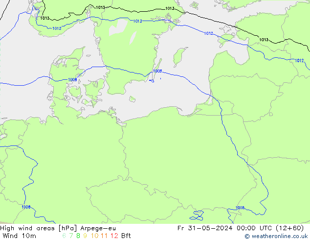 High wind areas Arpege-eu Pá 31.05.2024 00 UTC