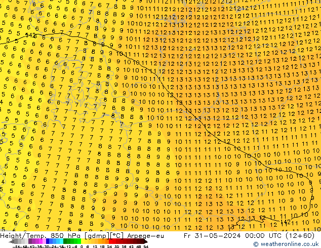 Height/Temp. 850 hPa Arpege-eu Sex 31.05.2024 00 UTC