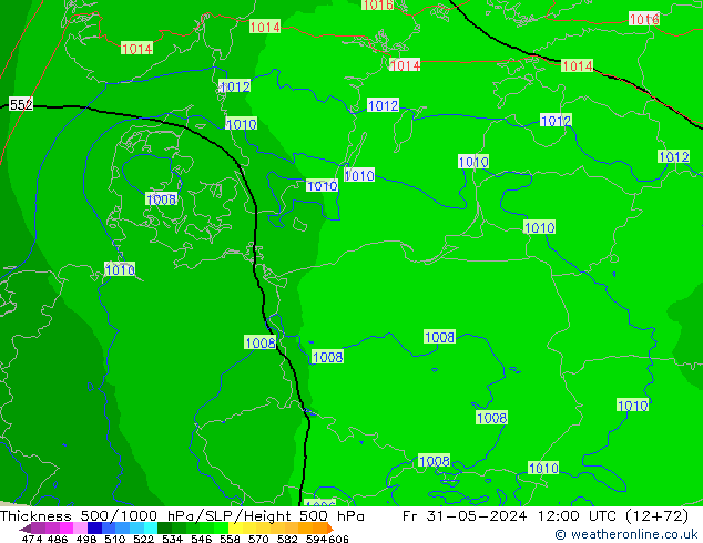 Thck 500-1000hPa Arpege-eu Fr 31.05.2024 12 UTC