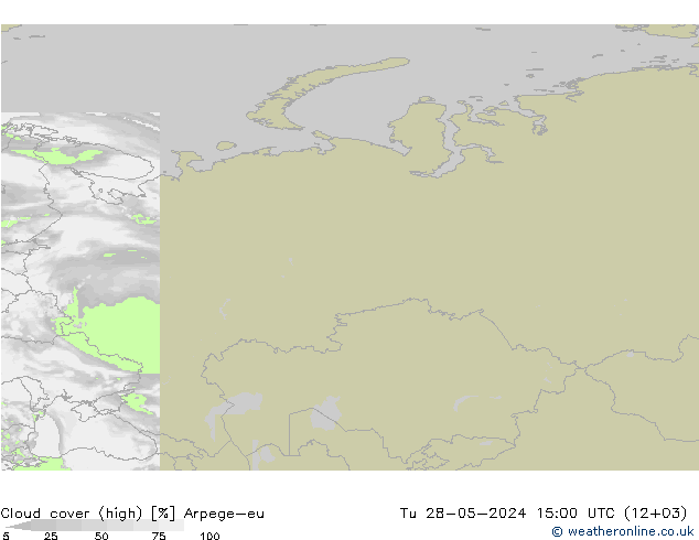 vysoký oblak Arpege-eu Út 28.05.2024 15 UTC