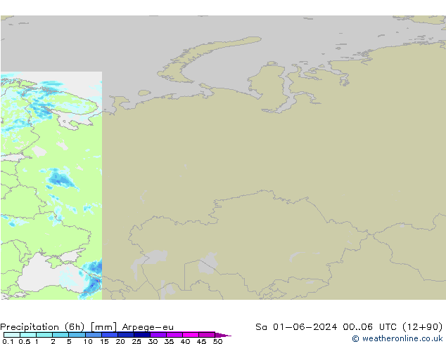 Precipitation (6h) Arpege-eu So 01.06.2024 06 UTC