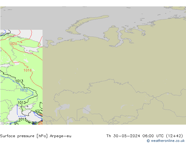 pressão do solo Arpege-eu Qui 30.05.2024 06 UTC