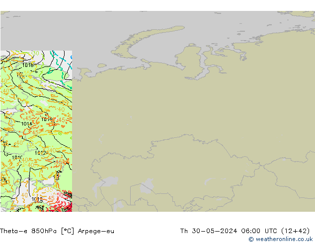 Theta-e 850hPa Arpege-eu Th 30.05.2024 06 UTC