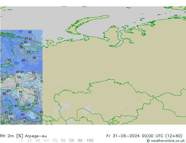 RH 2m Arpege-eu  31.05.2024 00 UTC