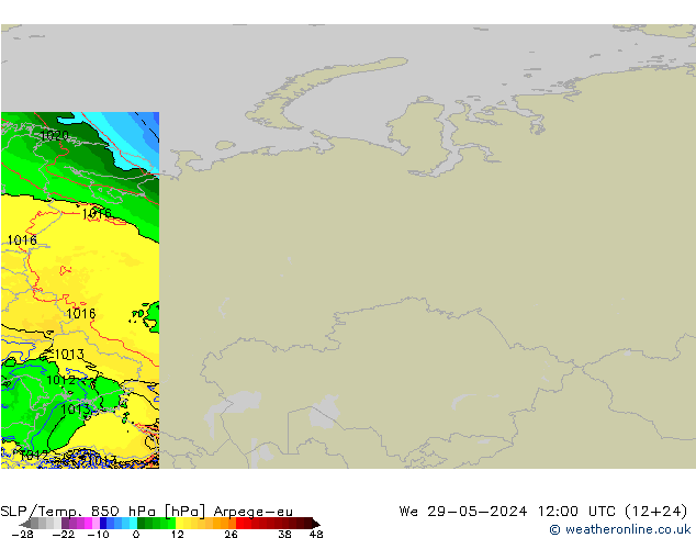 SLP/Temp. 850 hPa Arpege-eu  29.05.2024 12 UTC