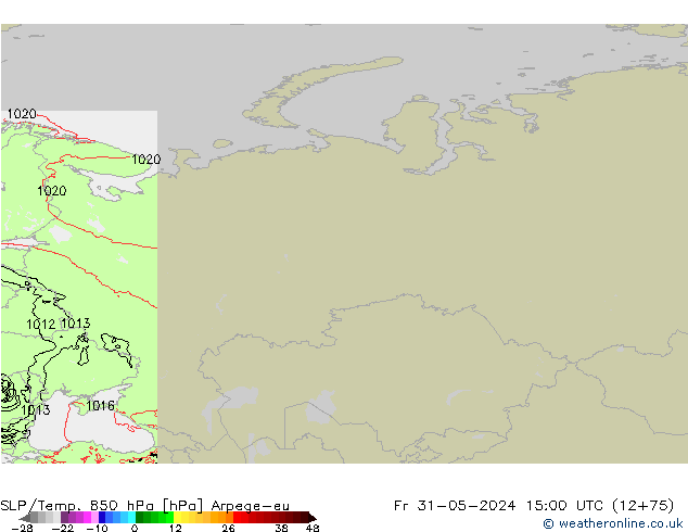 SLP/Temp. 850 hPa Arpege-eu ven 31.05.2024 15 UTC