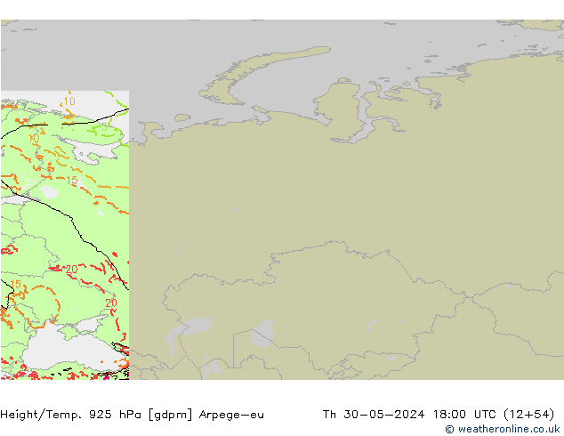 Height/Temp. 925 hPa Arpege-eu Do 30.05.2024 18 UTC