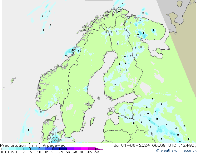Precipitation Arpege-eu Sa 01.06.2024 09 UTC