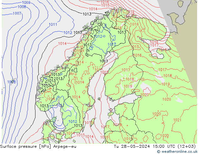 Surface pressure Arpege-eu Tu 28.05.2024 15 UTC