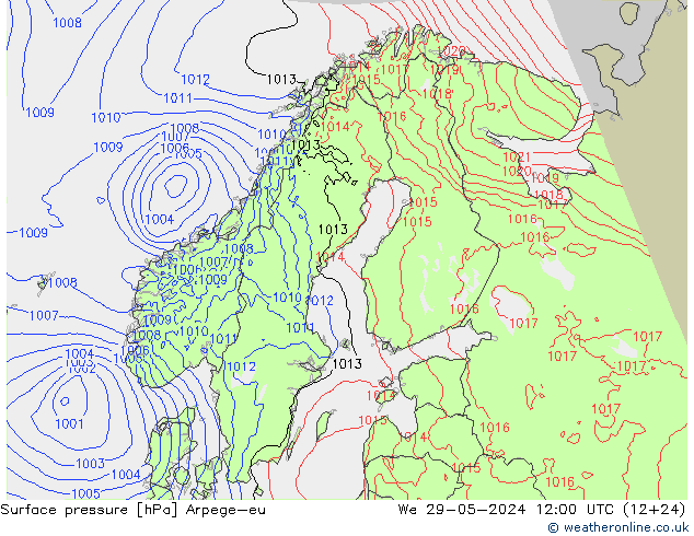 pressão do solo Arpege-eu Qua 29.05.2024 12 UTC