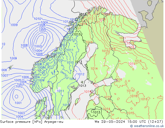 Surface pressure Arpege-eu We 29.05.2024 15 UTC