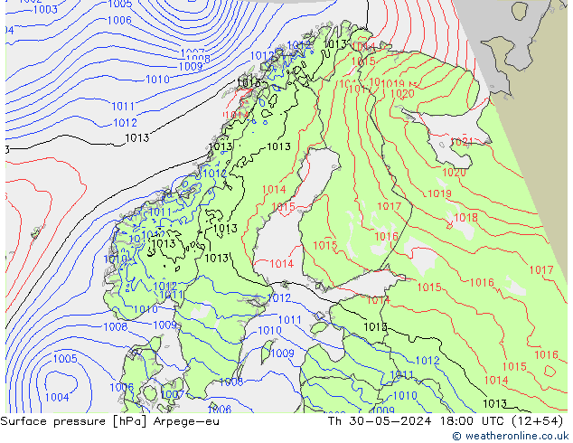 Bodendruck Arpege-eu Do 30.05.2024 18 UTC