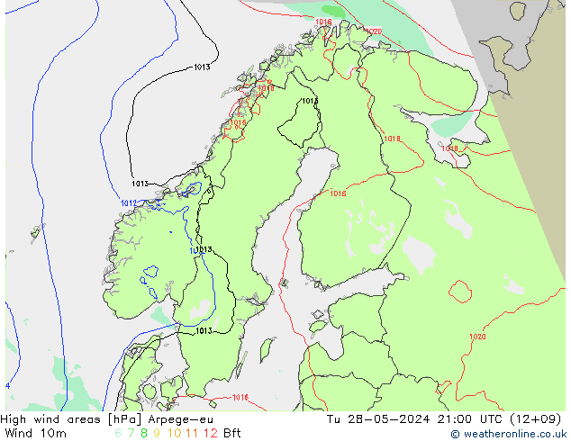 High wind areas Arpege-eu mar 28.05.2024 21 UTC