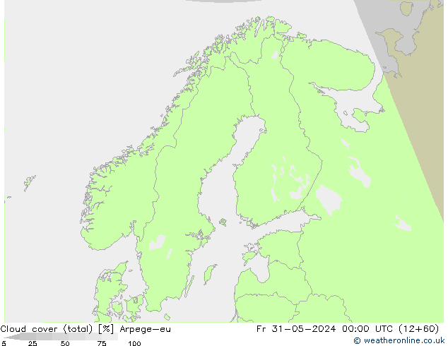 Wolken (gesamt) Arpege-eu Fr 31.05.2024 00 UTC