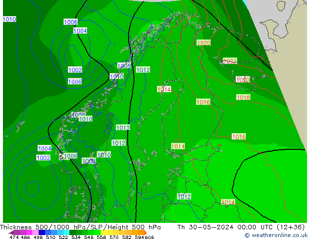 Thck 500-1000hPa Arpege-eu Th 30.05.2024 00 UTC