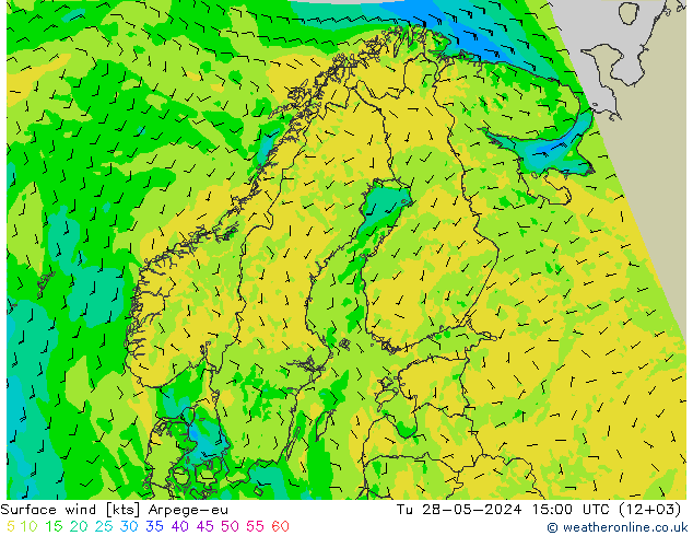 风 10 米 Arpege-eu 星期二 28.05.2024 15 UTC