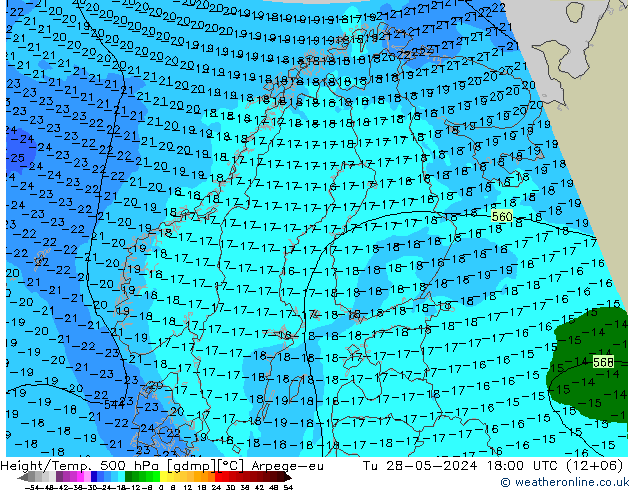 Height/Temp. 500 hPa Arpege-eu Di 28.05.2024 18 UTC