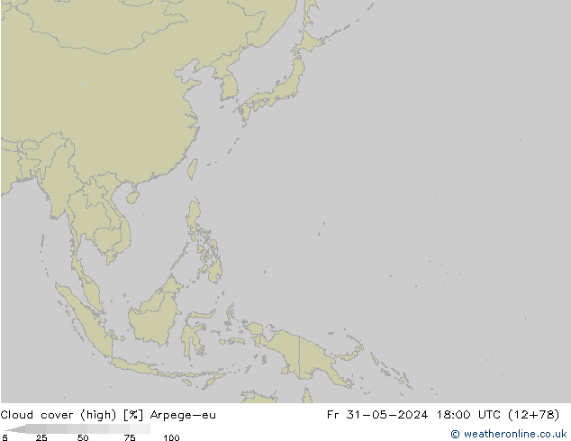 Cloud cover (high) Arpege-eu Fr 31.05.2024 18 UTC