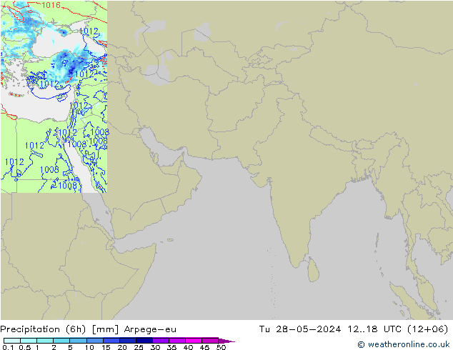 降水量 (6h) Arpege-eu 星期二 28.05.2024 18 UTC