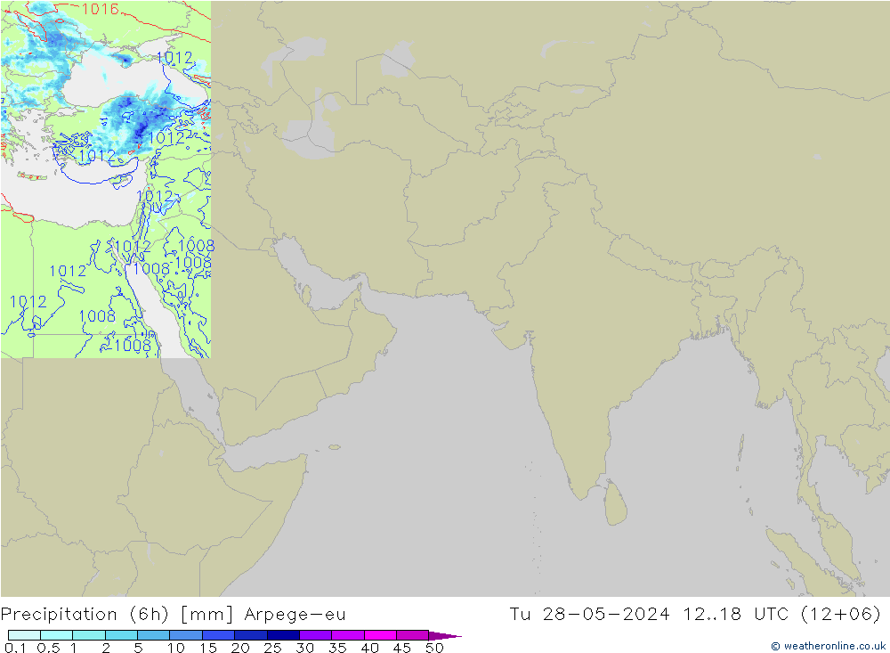 降水量 (6h) Arpege-eu 星期二 28.05.2024 18 UTC
