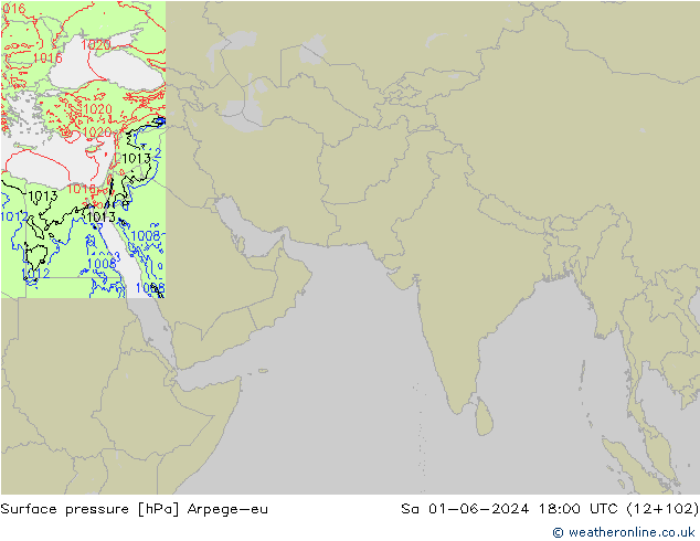 Surface pressure Arpege-eu Sa 01.06.2024 18 UTC