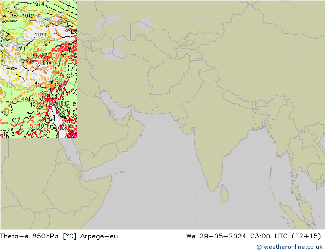 Theta-e 850hPa Arpege-eu  29.05.2024 03 UTC
