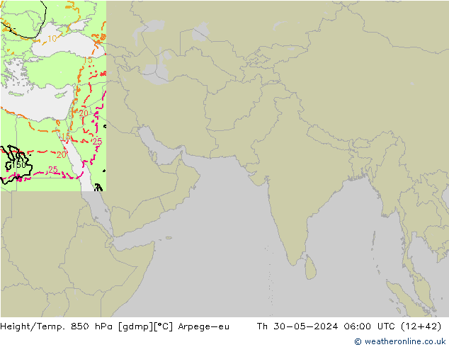 Geop./Temp. 850 hPa Arpege-eu jue 30.05.2024 06 UTC