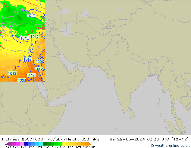 Dikte 850-1000 hPa Arpege-eu wo 29.05.2024 00 UTC