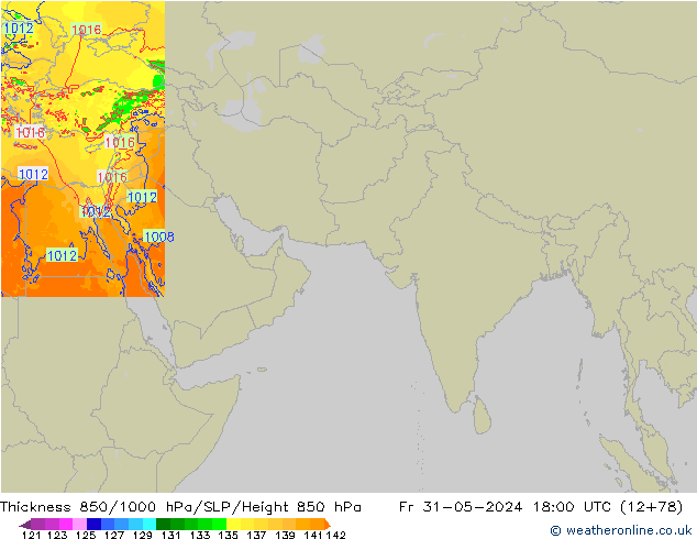 Thck 850-1000 hPa Arpege-eu Sex 31.05.2024 18 UTC