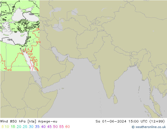 wiatr 850 hPa Arpege-eu so. 01.06.2024 15 UTC