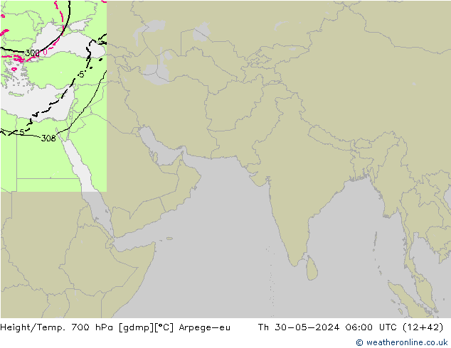 Height/Temp. 700 hPa Arpege-eu Qui 30.05.2024 06 UTC