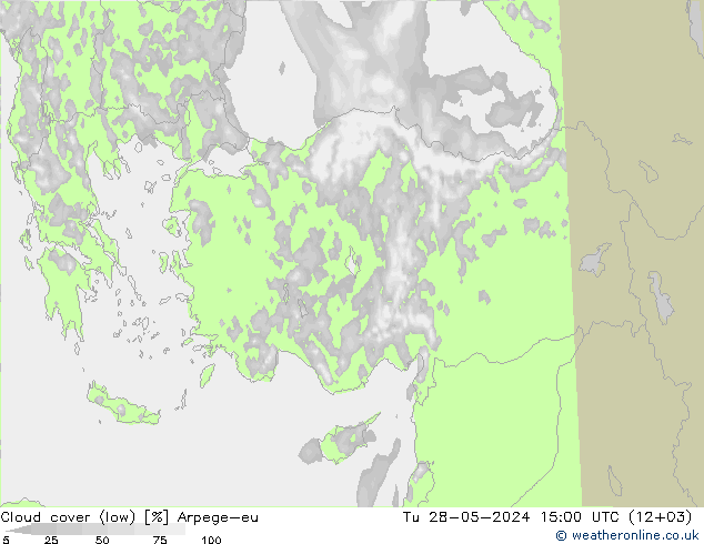 nízká oblaka Arpege-eu Út 28.05.2024 15 UTC