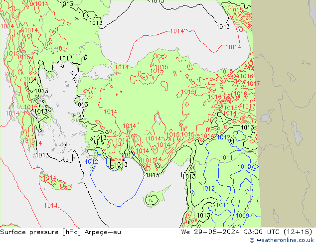 Atmosférický tlak Arpege-eu St 29.05.2024 03 UTC