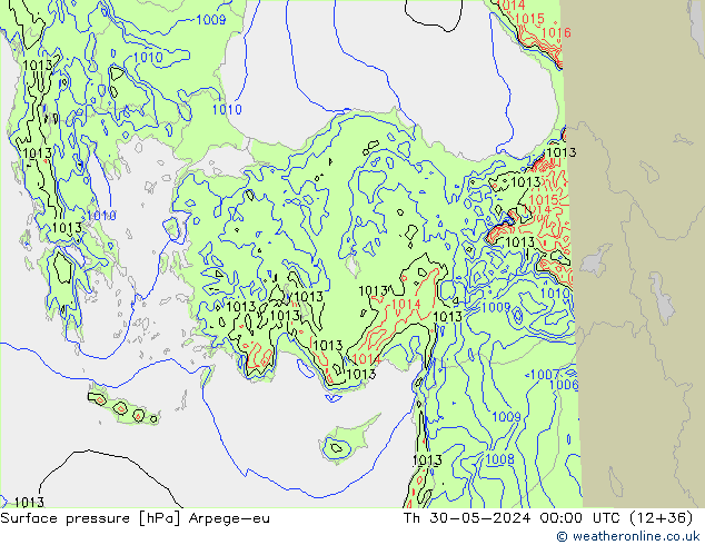 Surface pressure Arpege-eu Th 30.05.2024 00 UTC