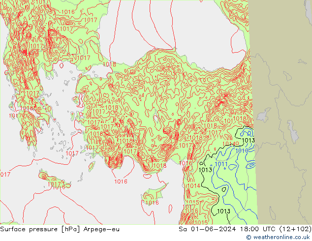 приземное давление Arpege-eu сб 01.06.2024 18 UTC