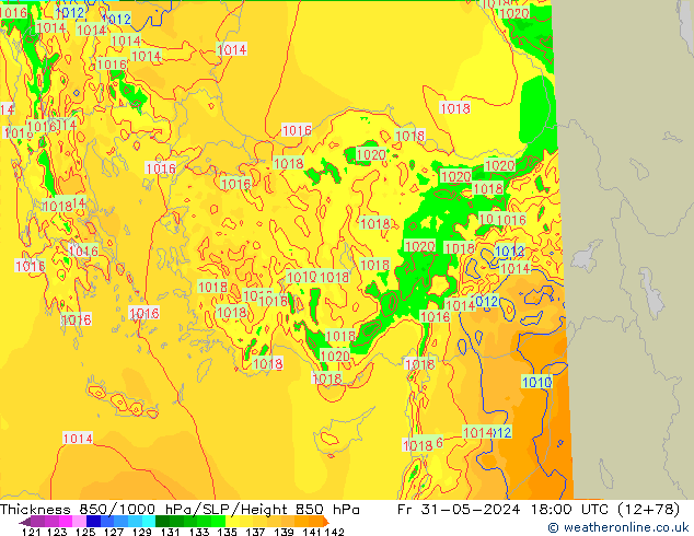 850-1000 hPa Kalınlığı Arpege-eu Cu 31.05.2024 18 UTC