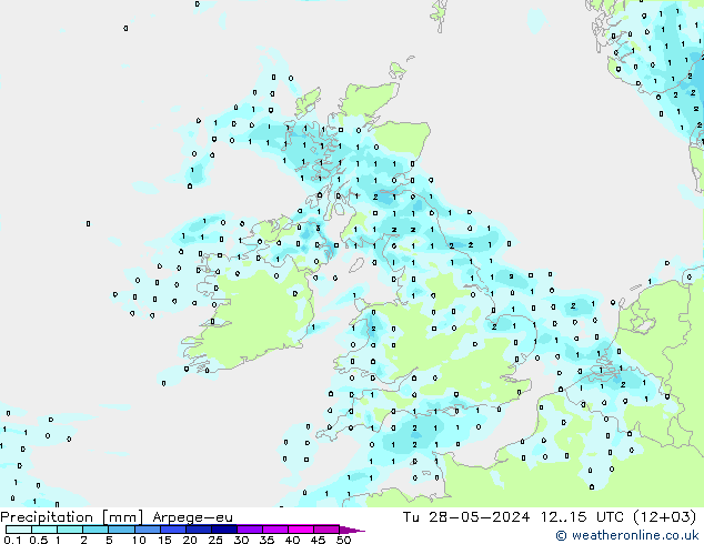 Precipitation Arpege-eu Tu 28.05.2024 15 UTC