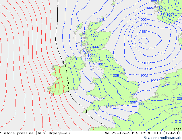 Surface pressure Arpege-eu We 29.05.2024 18 UTC