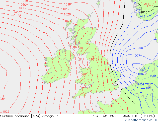 Yer basıncı Arpege-eu Cu 31.05.2024 00 UTC