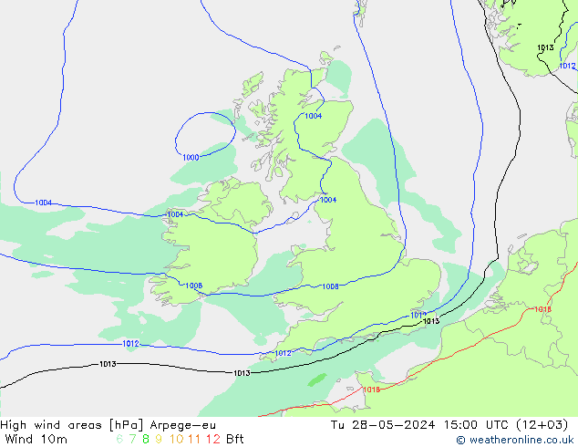 High wind areas Arpege-eu вт 28.05.2024 15 UTC