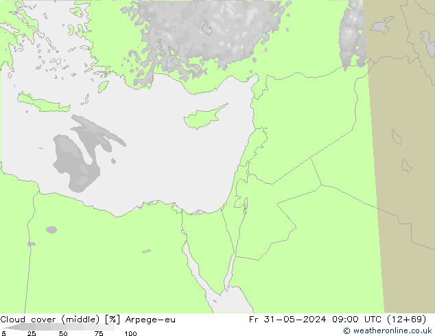 oblačnosti uprostřed Arpege-eu Pá 31.05.2024 09 UTC