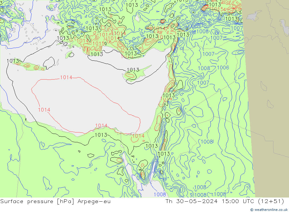 приземное давление Arpege-eu чт 30.05.2024 15 UTC