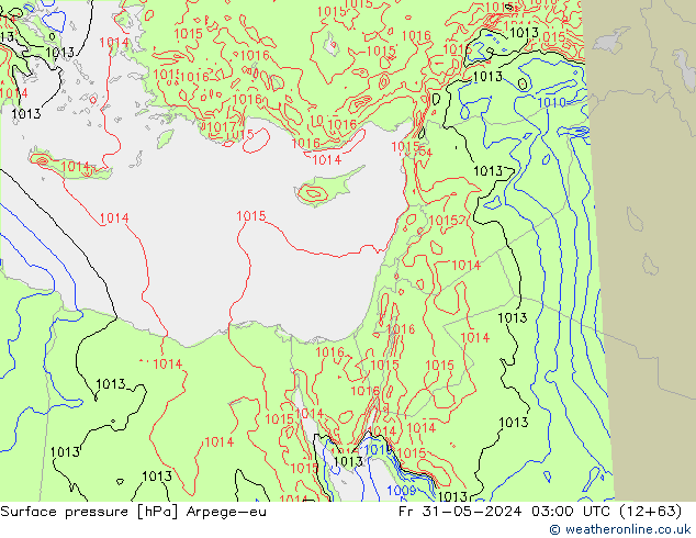 Surface pressure Arpege-eu Fr 31.05.2024 03 UTC