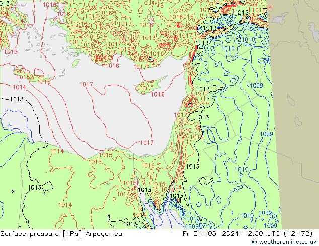 Surface pressure Arpege-eu Fr 31.05.2024 12 UTC