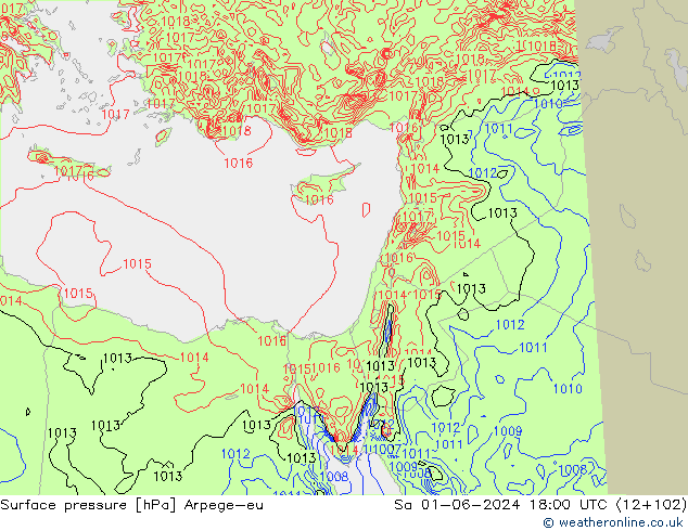 Bodendruck Arpege-eu Sa 01.06.2024 18 UTC