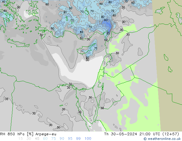 850 hPa Nispi Nem Arpege-eu Per 30.05.2024 21 UTC