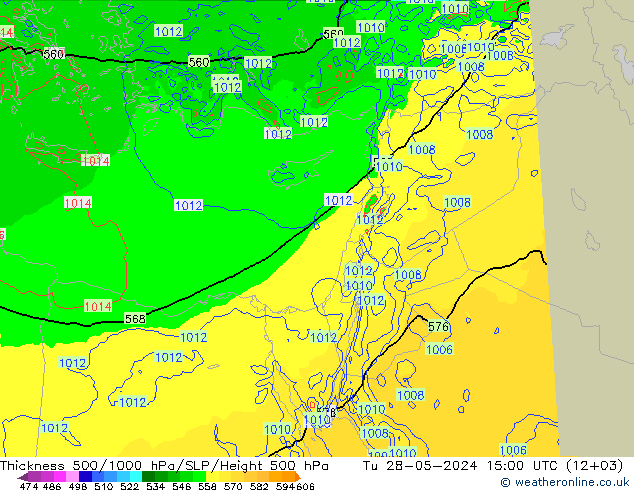 Schichtdicke 500-1000 hPa Arpege-eu Di 28.05.2024 15 UTC