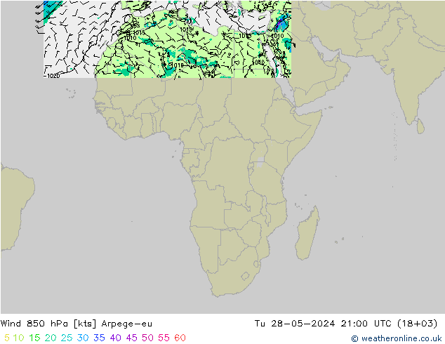 Viento 850 hPa Arpege-eu mar 28.05.2024 21 UTC