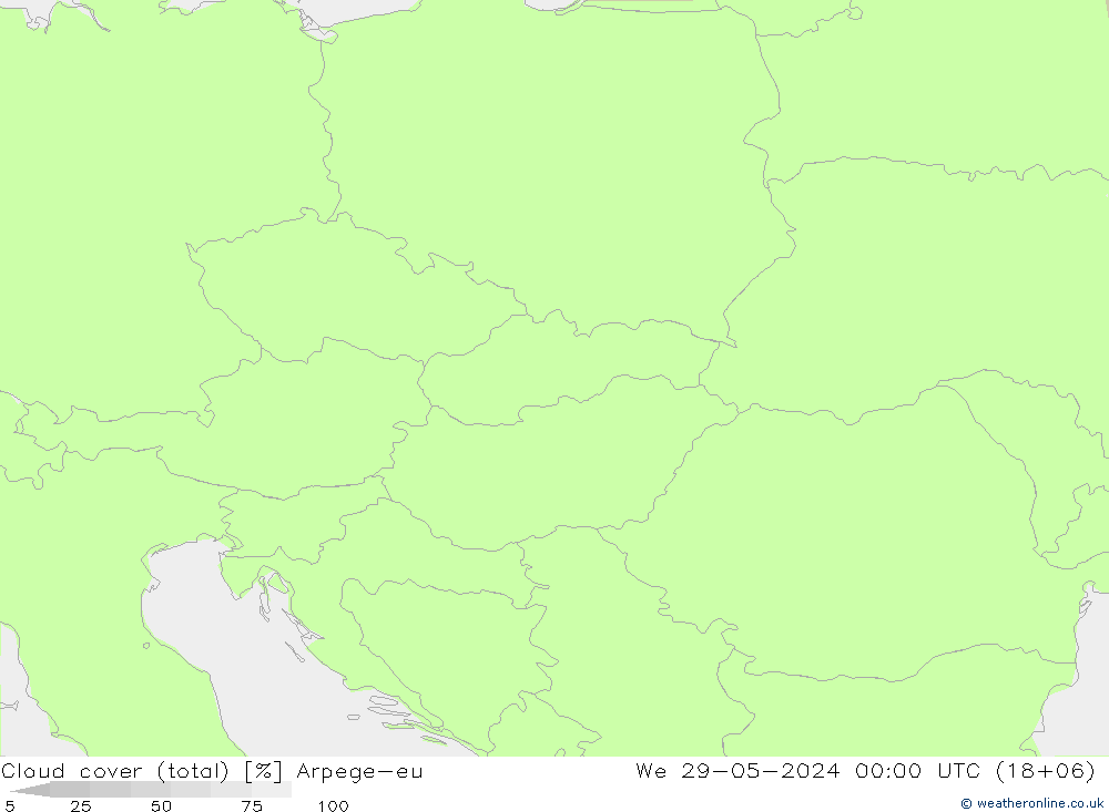 Bewolking (Totaal) Arpege-eu wo 29.05.2024 00 UTC