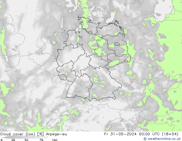 zachmurzenie (niskie) Arpege-eu pt. 31.05.2024 00 UTC